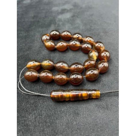 Handcrafted Honey Amber Beads Silk Tassel