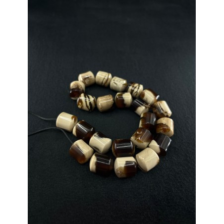 Handcrafted White Zebra Amber Beads Large Tower