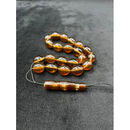 Handcrafted Blue Amber Beads Middle Tower