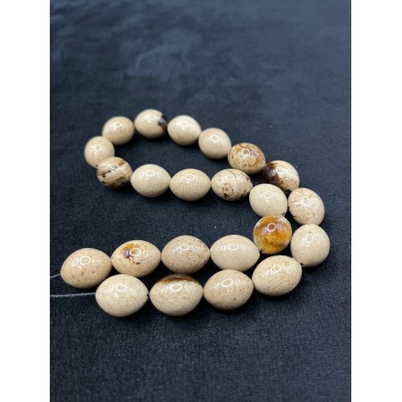 Handcrafted White Zebra Amber Beads Tassel