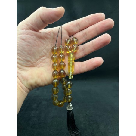 Blue Amber Beads 26g In Hand 138