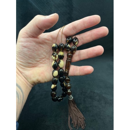 Greek Komboloi Black Beads In Hand